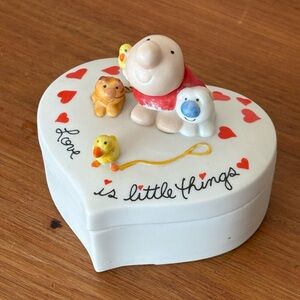 Vintage Ziggy Heart Trinket Box “Love Is the Little Things” Porcelain Keepsake